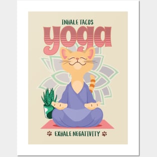 Yoga Inhale Tacos Exhale Negativity Yoga lover Posters and Art